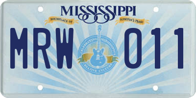 MS license plate MRW011