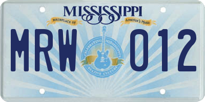 MS license plate MRW012
