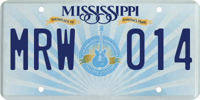 MS license plate MRW014