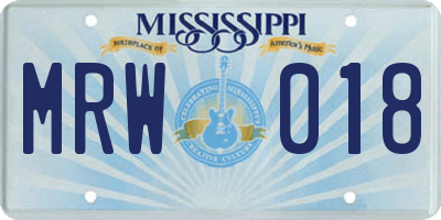 MS license plate MRW018