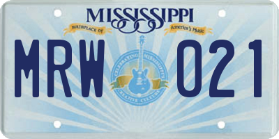 MS license plate MRW021