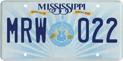 MS license plate MRW022