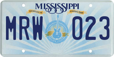 MS license plate MRW023
