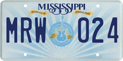 MS license plate MRW024