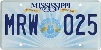 MS license plate MRW025