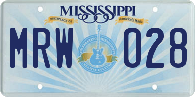 MS license plate MRW028
