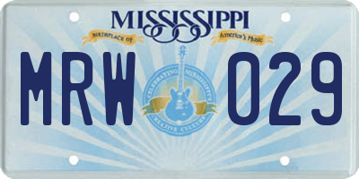 MS license plate MRW029