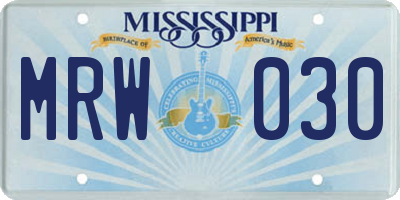 MS license plate MRW030