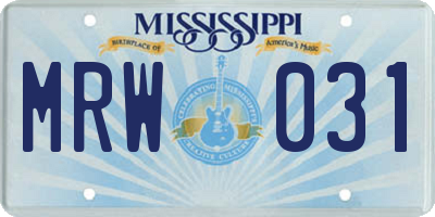 MS license plate MRW031