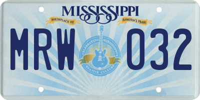 MS license plate MRW032