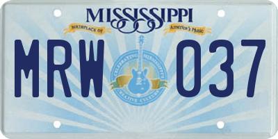 MS license plate MRW037
