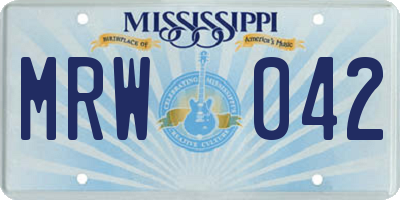 MS license plate MRW042