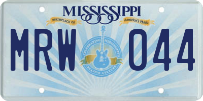 MS license plate MRW044