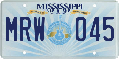 MS license plate MRW045