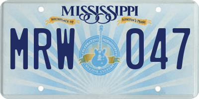 MS license plate MRW047