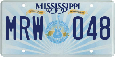 MS license plate MRW048
