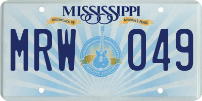 MS license plate MRW049