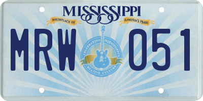 MS license plate MRW051