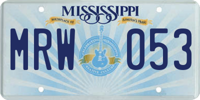 MS license plate MRW053