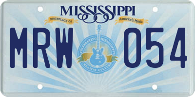 MS license plate MRW054
