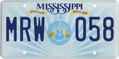 MS license plate MRW058