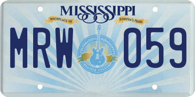 MS license plate MRW059