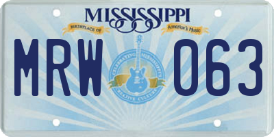 MS license plate MRW063
