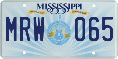 MS license plate MRW065