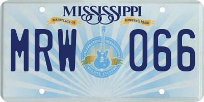 MS license plate MRW066