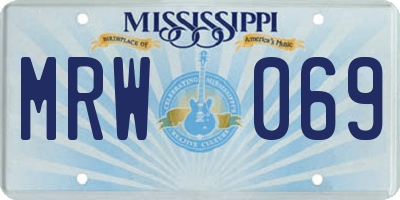 MS license plate MRW069