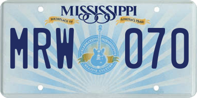 MS license plate MRW070