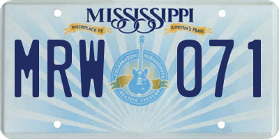 MS license plate MRW071