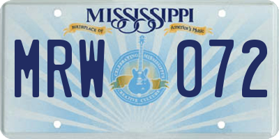 MS license plate MRW072