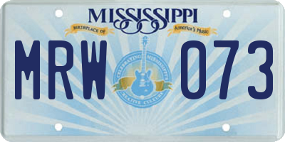 MS license plate MRW073