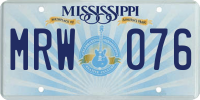 MS license plate MRW076