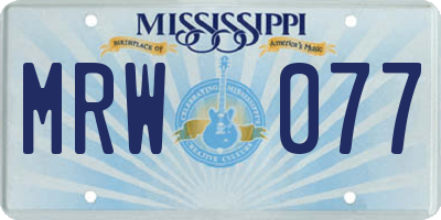 MS license plate MRW077