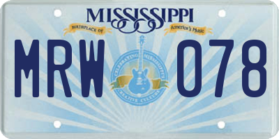 MS license plate MRW078