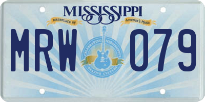 MS license plate MRW079