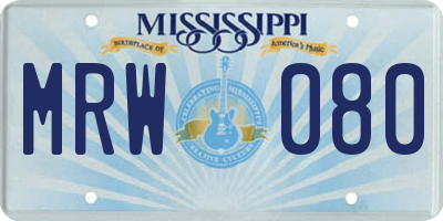MS license plate MRW080