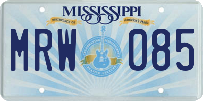 MS license plate MRW085