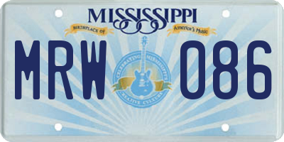 MS license plate MRW086