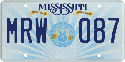 MS license plate MRW087