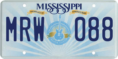 MS license plate MRW088