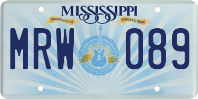 MS license plate MRW089