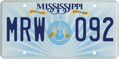 MS license plate MRW092
