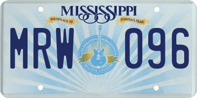 MS license plate MRW096