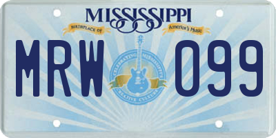 MS license plate MRW099