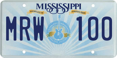 MS license plate MRW100