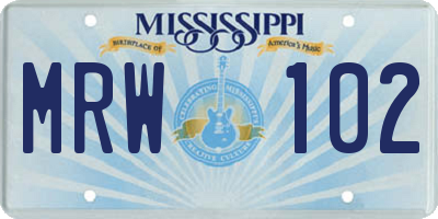 MS license plate MRW102