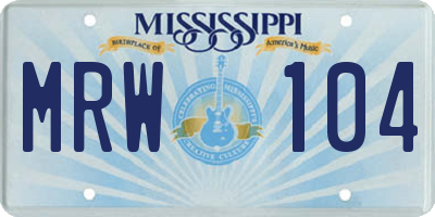 MS license plate MRW104
